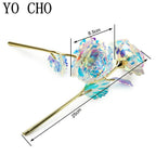 Eternal Rose Colorful Galaxy Artificial Flowers 24K Gold Foil Flower Love Base Flare box for Girlfriend Valentine's Day Gift