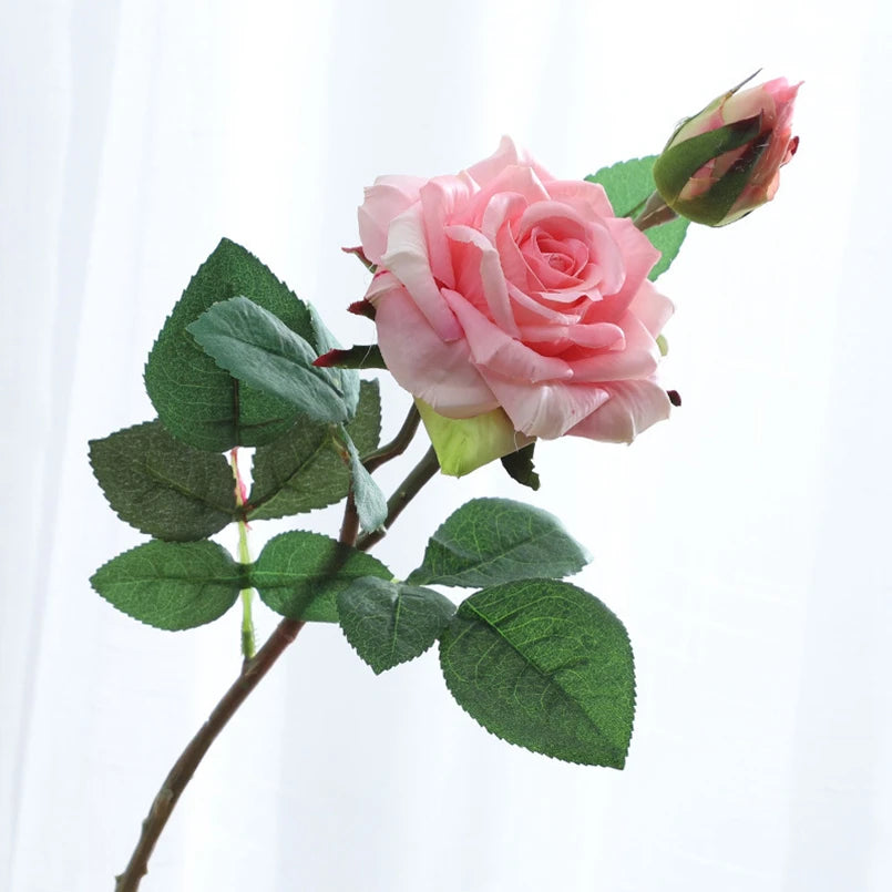 Rama Grande de Rosa de Seda — Estilo Otoño Retro, 9 Colores, Hogar y Navidad