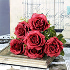 YO CHO Artificial Silk Rose Flower  6 Heads  Home Decoration  Wedding Party Aritificial Rose Flower