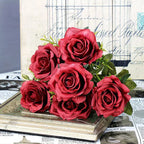 YO CHO Artificial Silk Rose Flower  6 Heads  Home Decoration  Wedding Party Aritificial Rose Flower