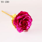 Eternal Rose Colorful Galaxy Artificial Flowers 24K Gold Foil Flower Love Base Flare box for Girlfriend Valentine's Day Gift