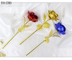 Galaxy Rose Eternal 24K Gold Flower Foil Plastic Artificial Roses Valentines Day Gift Beauty Golden Flowers for Wedding Decor
