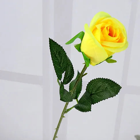 Yellow Real Touch Rose Artificial silk flowers Flowers Decorative Flowers Home or Christmas Party Decoration Wedding Decor