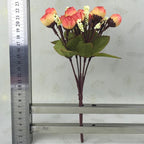 Mini Ramo de Capullos de Rosa — 15 Cabezas de Seda, 7 Colores, Novia y Hogar