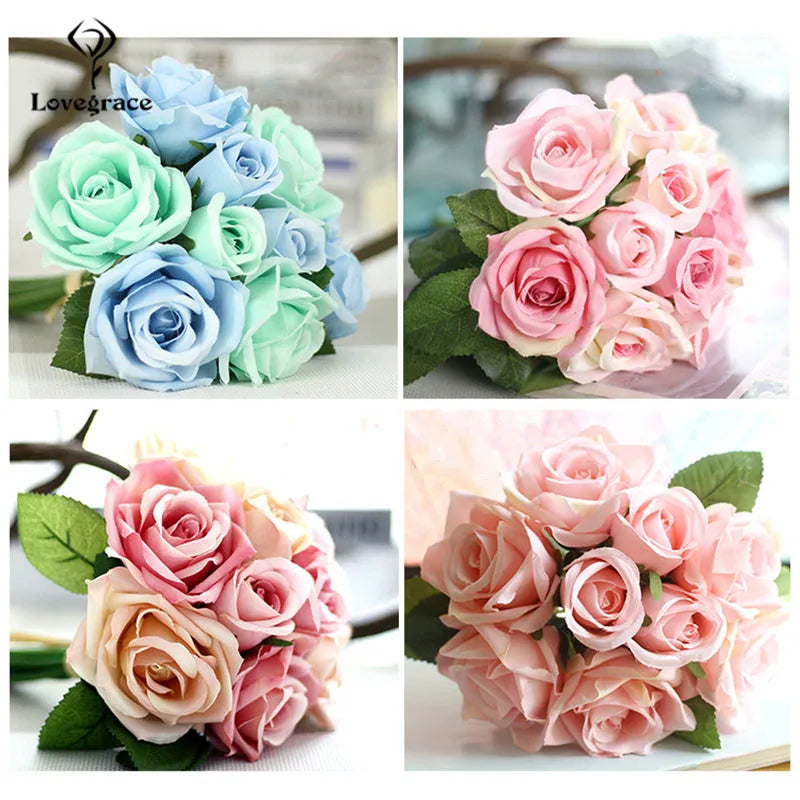 Ramo Nupcial de Rosas de Seda — 16 Colores, Boda y Damas de Honor