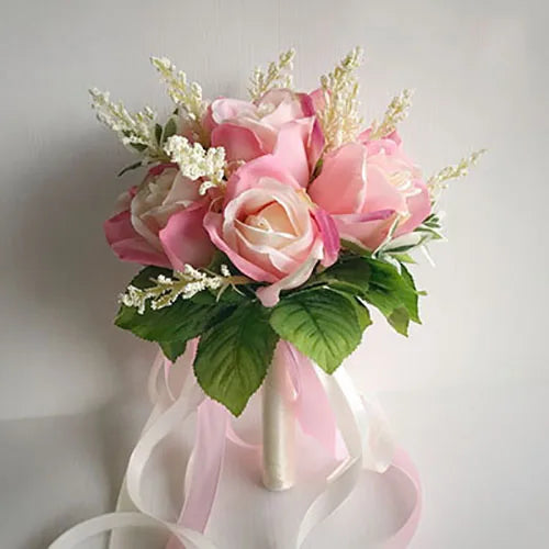 Ramo Nupcial Premium de Rosas de Seda — 16 Estilos, Boda y Damas de Honor