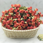 Mini Ramo de Capullos de Rosa — 15 Cabezas de Seda, 7 Colores, Novia y Hogar