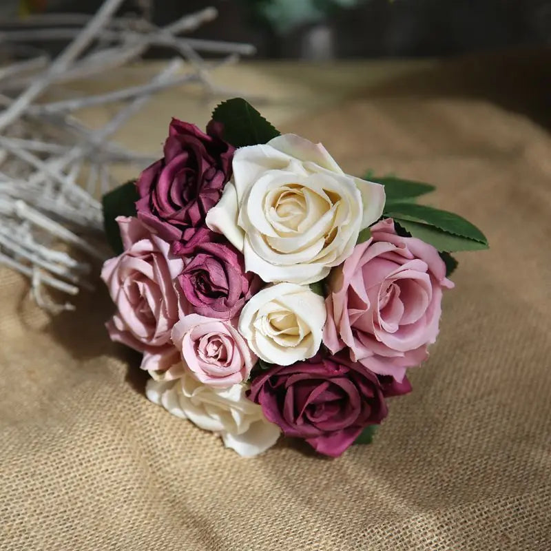 Ramo Nupcial de Rosas de Seda — 16 Colores, Boda y Damas de Honor