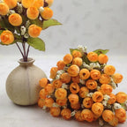 Mini Ramo de Capullos de Rosa — 15 Cabezas de Seda, 7 Colores, Novia y Hogar