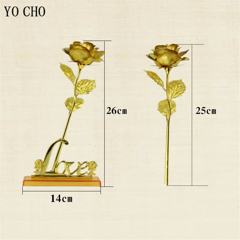Eternal Rose Colorful Galaxy Artificial Flowers 24K Gold Foil Flower Love Base Flare box for Girlfriend Valentine's Day Gift