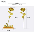 Galaxy Rose Eternal 24K Gold Flower Foil Plastic Artificial Roses Valentines Day Gift Beauty Golden Flowers for Wedding Decor