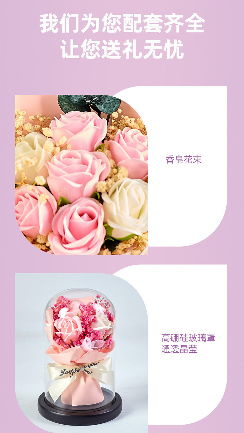 Forever Preserved Real Rose in Glass Dome Women Valentines Day Gifts Eternal Flower for Mother's Day Anniversary Birthday