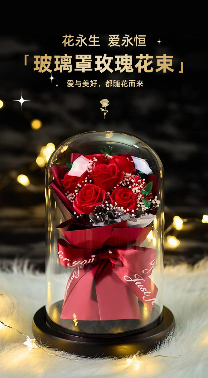 Forever Preserved Real Rose in Glass Dome Women Valentines Day Gifts Eternal Flower for Mother's Day Anniversary Birthday