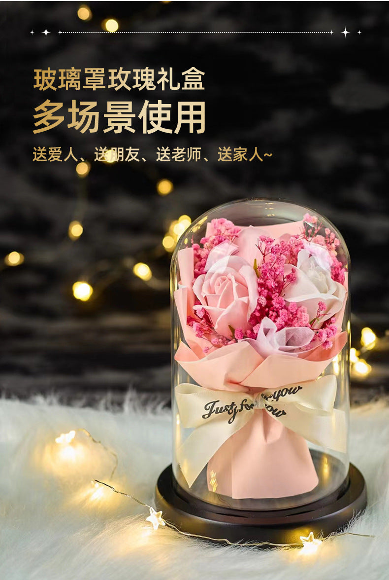 Forever Preserved Real Rose in Glass Dome Women Valentines Day Gifts Eternal Flower for Mother's Day Anniversary Birthday