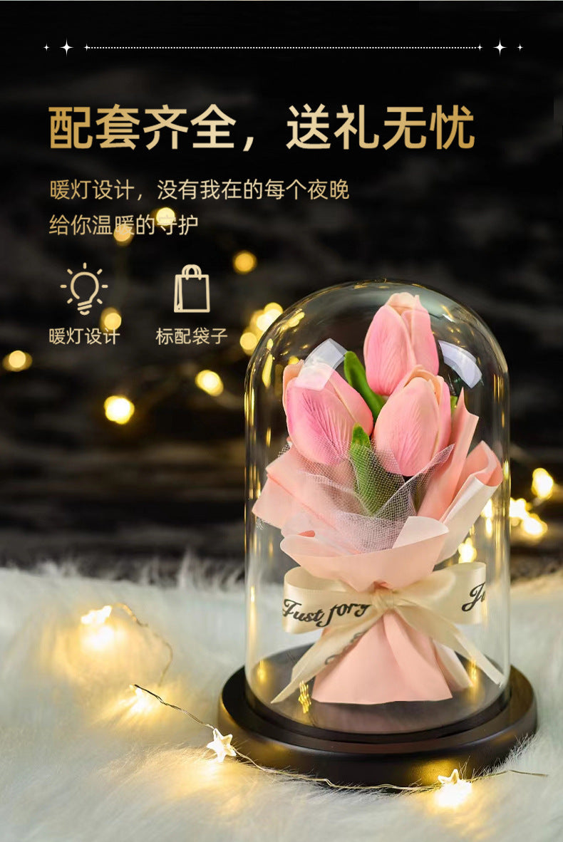 Forever Preserved Real Rose in Glass Dome Women Valentines Day Gifts Eternal Flower for Mother's Day Anniversary Birthday