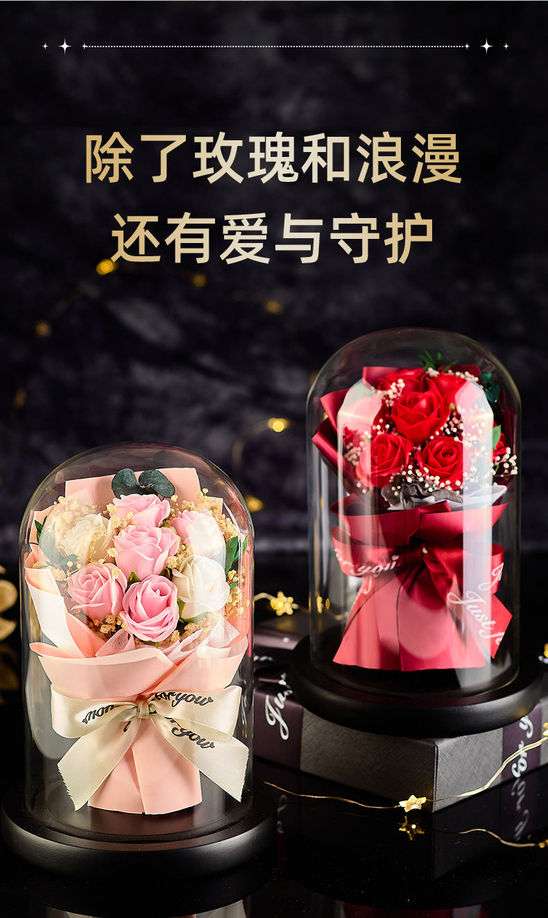 Forever Preserved Real Rose in Glass Dome Women Valentines Day Gifts Eternal Flower for Mother's Day Anniversary Birthday