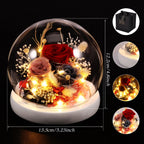 Artificial Flower Tulip Eternal Rose Flower Wedding Decor Handmade DIY LED Night Lamp Foil Glass Dome Preserved Flower Xmas Gift