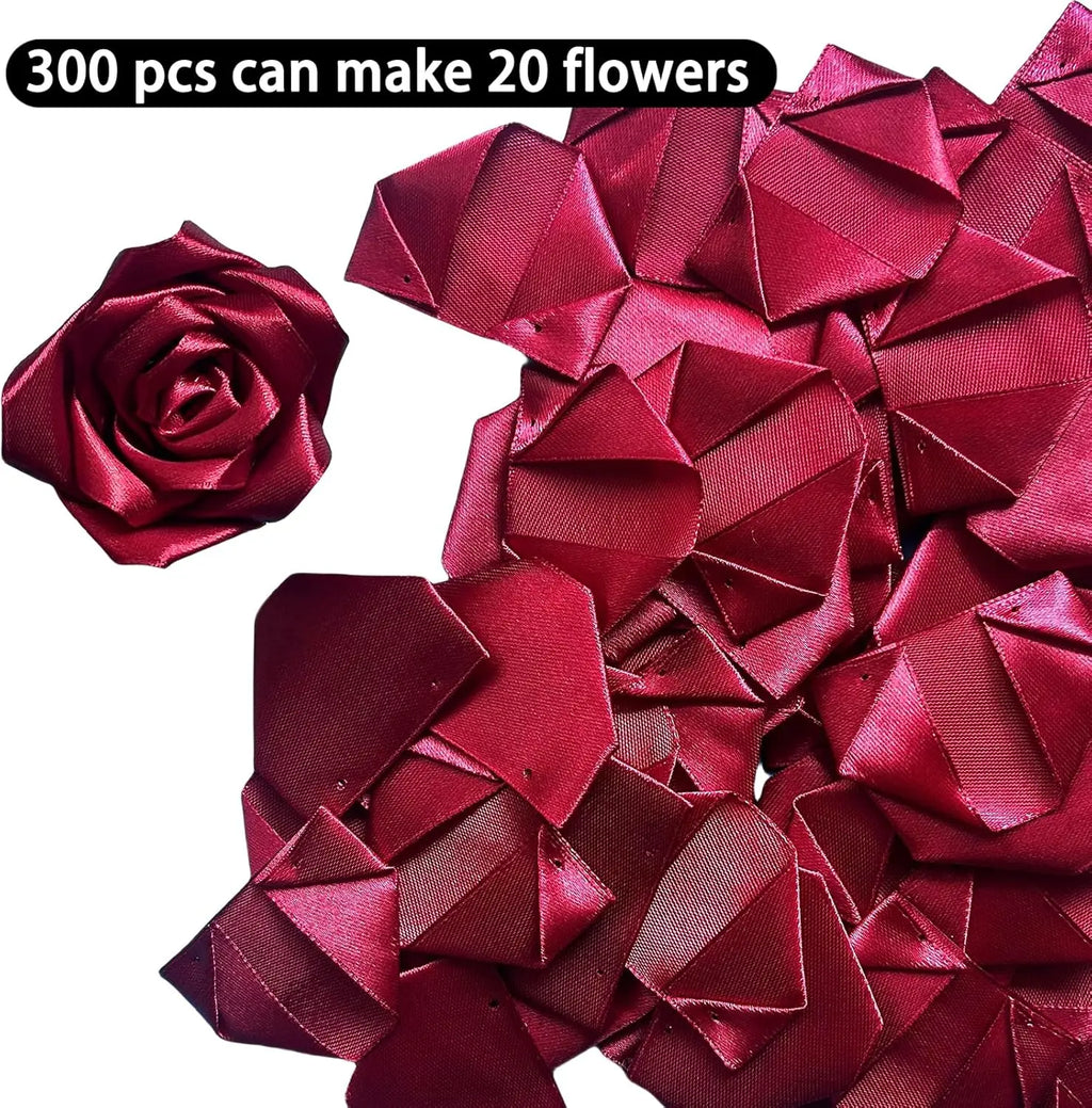 Yannew 300pcs Premade Handcrafted Silk Rose Petals for DIY Eternal Rose Flowers Bouquets with Stem Leaf Birthday Gifts for Women