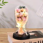 Eternal Rose LED Light glass Cover Flower Valentines Day Gift Wedding Party Decor Artificial Rose Flowers Light Christmas Gift
