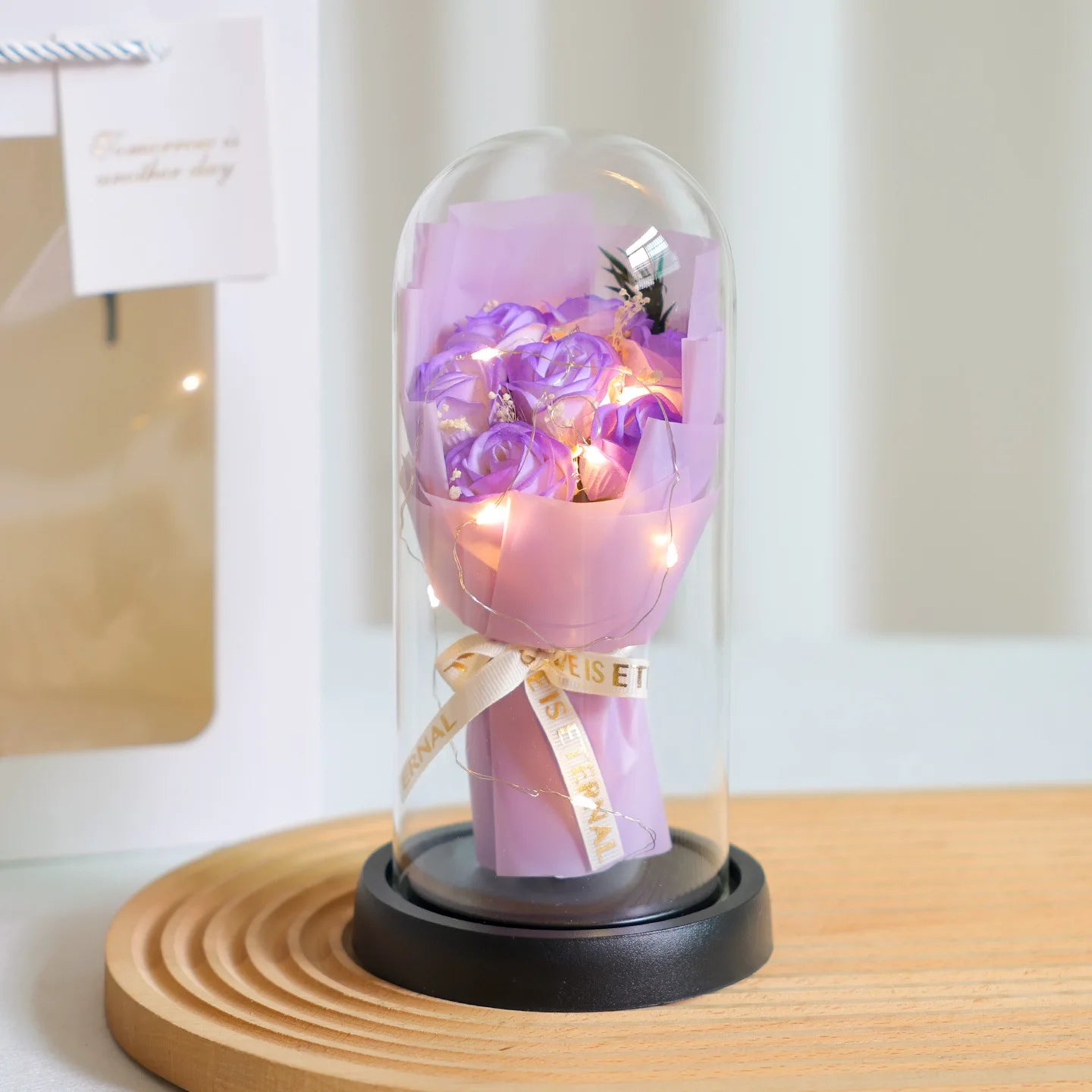Rose Eternal Life Flower Starry Sky Glass Cover Living Room Decor Gift for Girlfriend Birthday Gift Valentine's Day Mother's Day