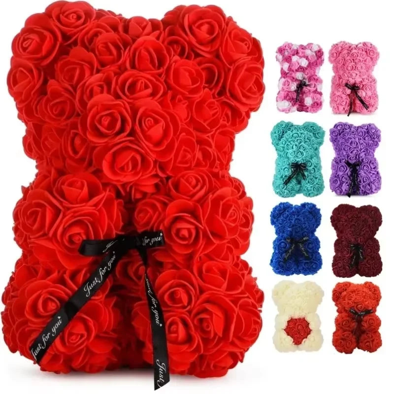 2026 Artificial Flower Eternal Rose Teddy Bear for 520 Mom Father's Day Birthday Valentine's Day Anniversary Gifts & Decorations