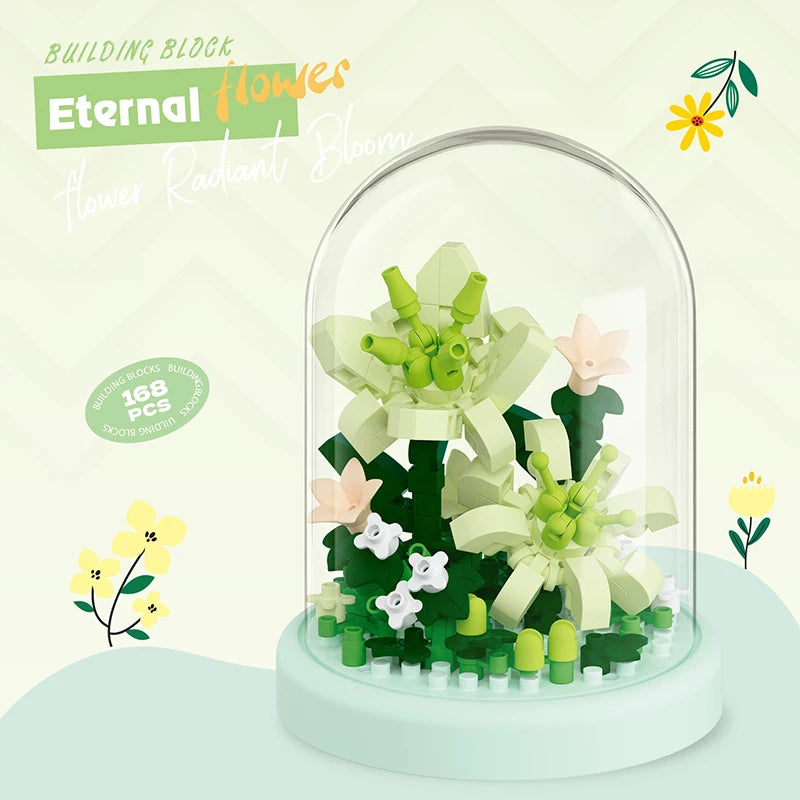 Eternal Bouquet Flower Assembly Blocks Children's Toy Mini Brick Particle Girl Series Rose Bundle Valentine's Day Birthday Gift