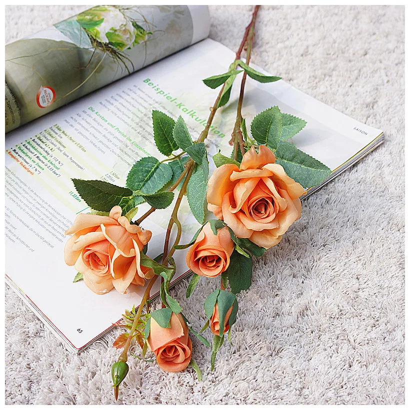 Rosa de Seda Delicada Tallo Individual — 5 Colores, Hogar, Bodas y San Valentín