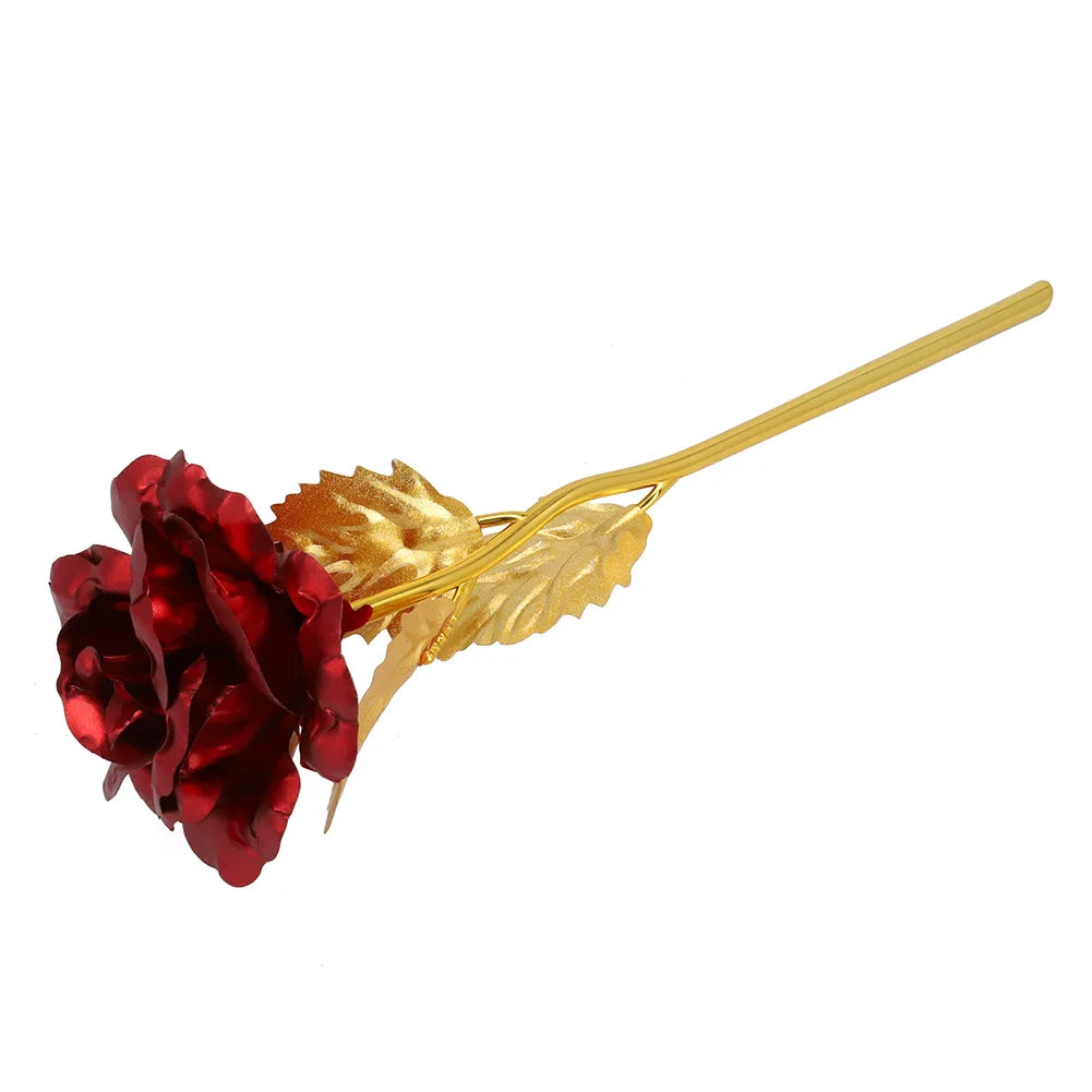 24K Eternal Rose Artificial Flowers Foil Plated Gold Rose Wedding Valentine's Day Decoration Mother's Day Gifts Fake Flower