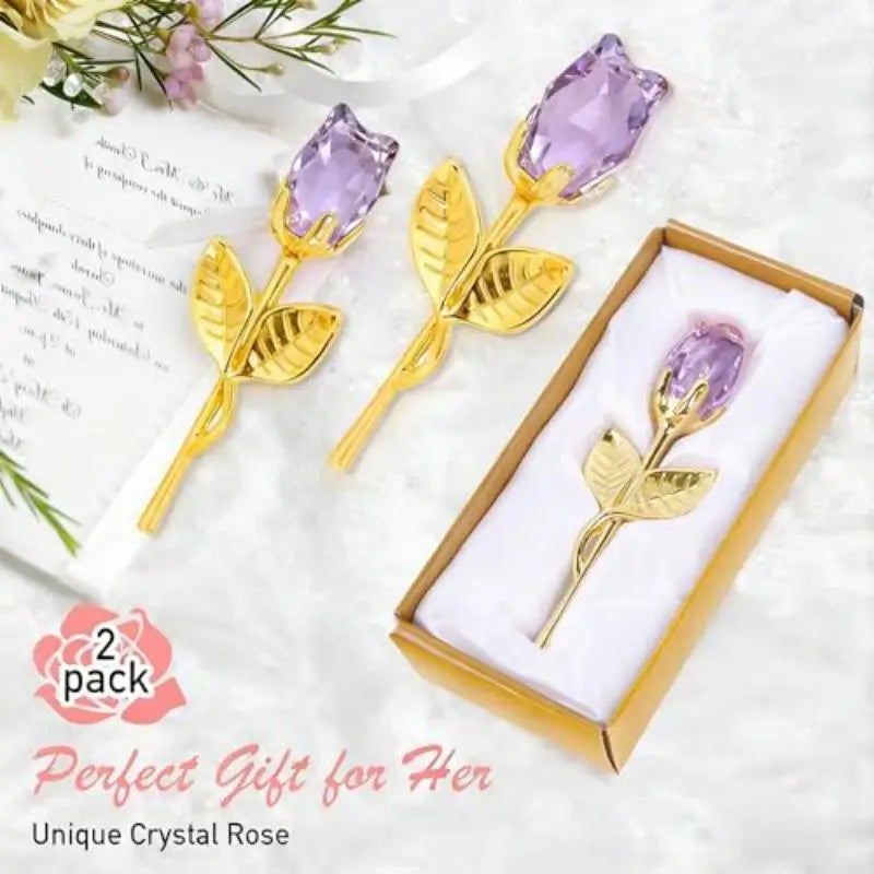 1/2Pcs Eternal Crystal Glass Rose - Valentine's Day Wedding Gift for Girlfriend Wife Artificial Flower Without Box