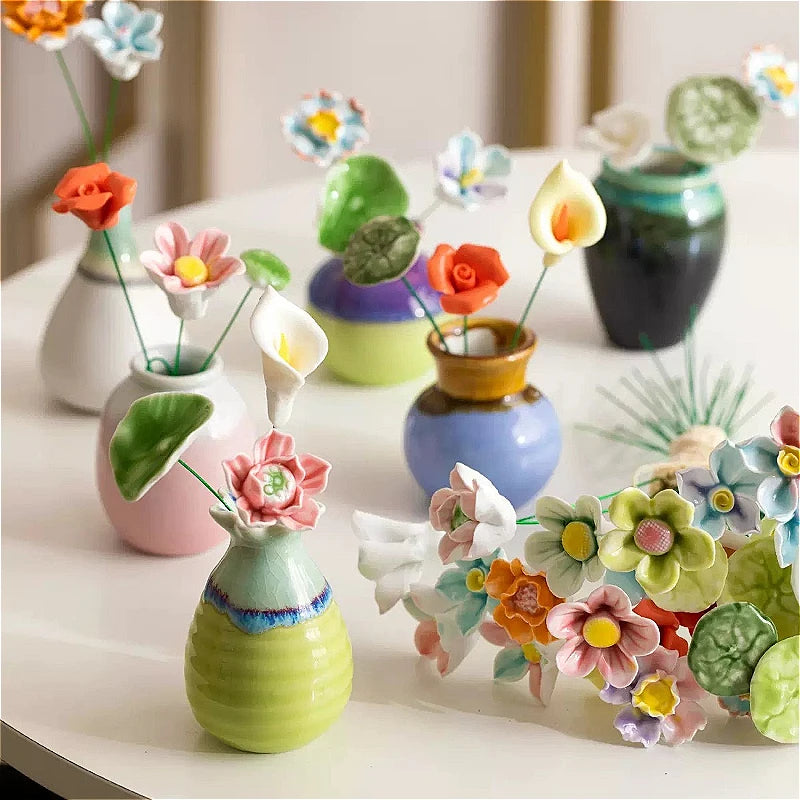 Jingdezhen Handmade Ceramic Eternal Flower, Hand Pinched Artificial Flower, Home Decor Craft Ornament