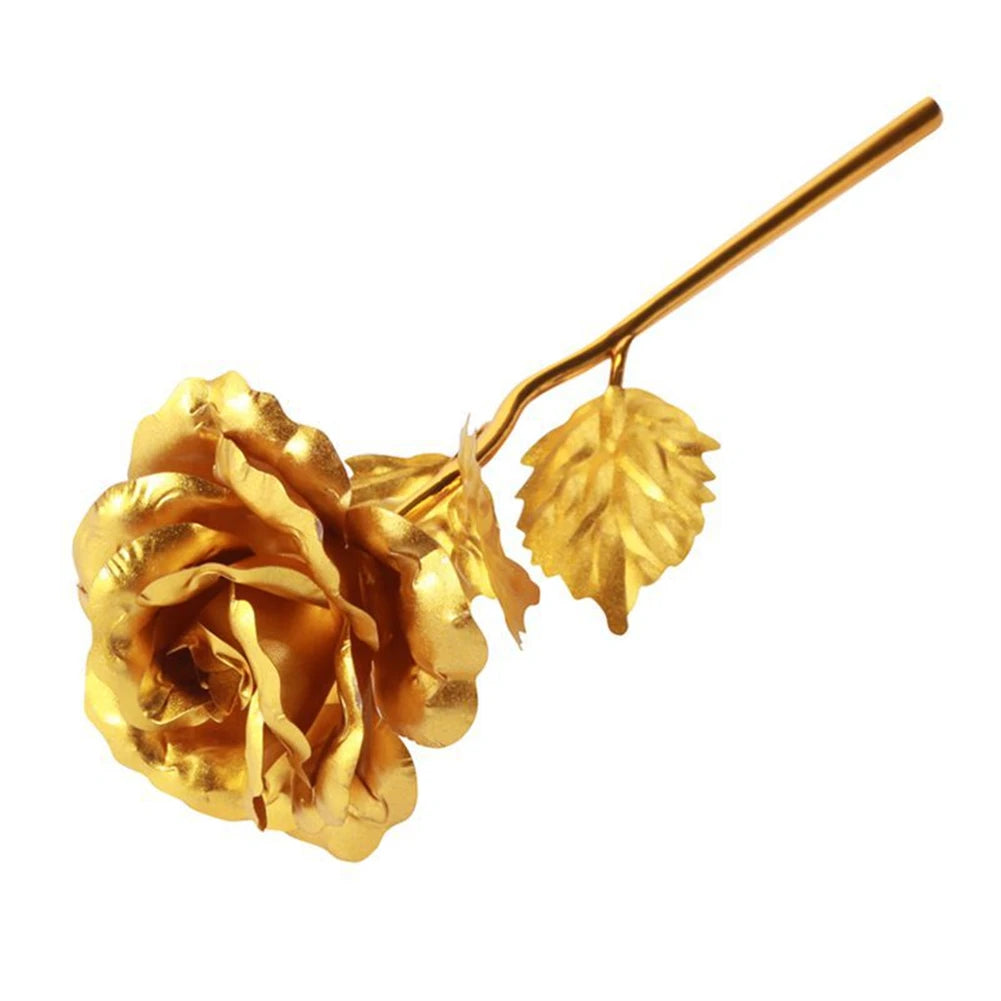 24K Eternal Rose Artificial Flowers Foil Plated Gold Rose Wedding Valentine's Day Decoration Mother's Day Gifts Fake Flower