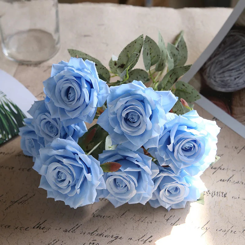 Rosa de Seda Tallo Único — 8 Colores, Bodas, Habitación y Sala de Estar
