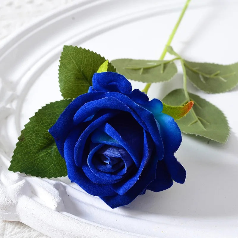 Silk Velvet Rose Artificial Flowers with Long Stems Real Touch Fake Silk Roses Florals for Wedding Bouquet Party Home Decor