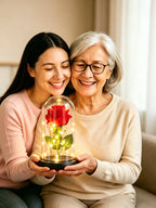 Creative Eternal Rose Glass Cover Ornament  LED Light Simulation  Flower  Mother's Day Valentine's Day Gift Anniversary Blessing