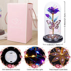 Rosa Galaxy de Cristal en Cúpula de Vidrio con LED — Regalo Cumpleaños, Mamá, Abuela y Esposa