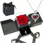 Eternal Rose Gift Box With Heart-Shaped Necklace, Perfect For Women,Mums,Birthdays,Valentine's Day & Christmas, Jewelry Gift Box
