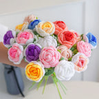 Hand Woven Roses Tulip Simulation Flower Preparation Handmade Flower Diy Wool Knitting Homemade Crochet Bouquet Finished Product