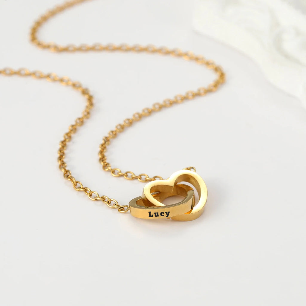 Eternal Rose Box -Heart Necklace & Soap Flower Gift Box Customize Heart Name Necklace Valentine's Day Gift for Women For Mom