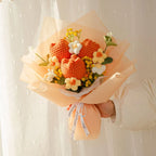 Hand Woven Roses Tulip Simulation Flower Preparation Handmade Flower Diy Wool Knitting Homemade Crochet Bouquet Finished Product