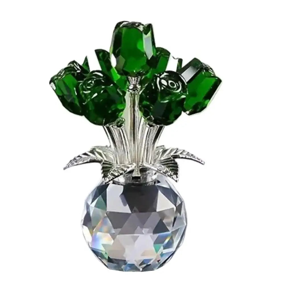 Crystal Gemstone Rose Flower Colourful Rose Bouquet Eternal Ornament Gift Figurine Red Decorative Rose Rose