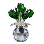 Crystal Gemstone Rose Flower Colourful Rose Bouquet Eternal Ornament Gift Figurine Red Decorative Rose Rose