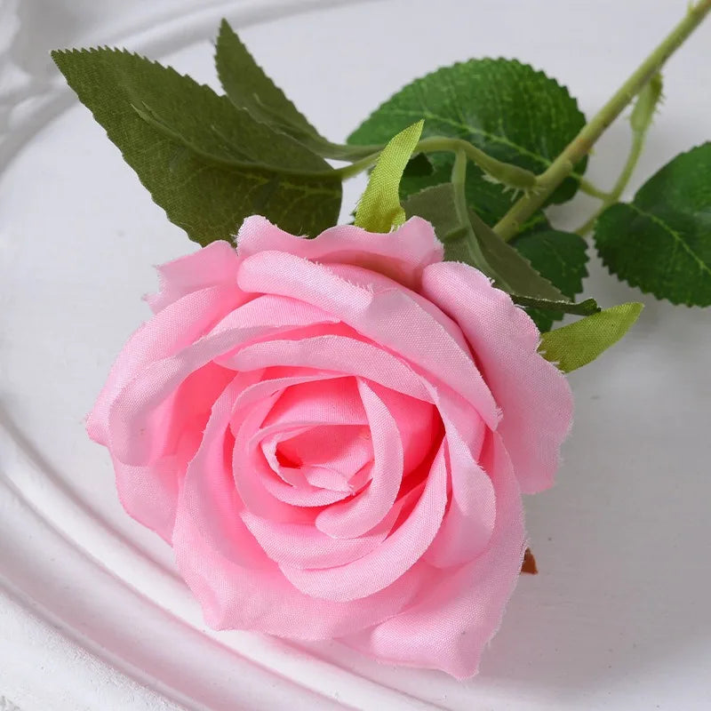 Silk Velvet Rose Artificial Flowers with Long Stems Real Touch Fake Silk Roses Florals for Wedding Bouquet Party Home Decor