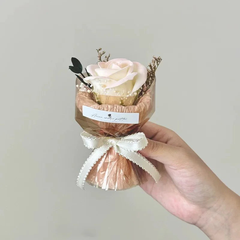 Mini Pocket Eternal Rose Bouquet Gift for Valentine's Day Artificial Roses Flowers for Birthdays, Wedding Party Favors for Girl