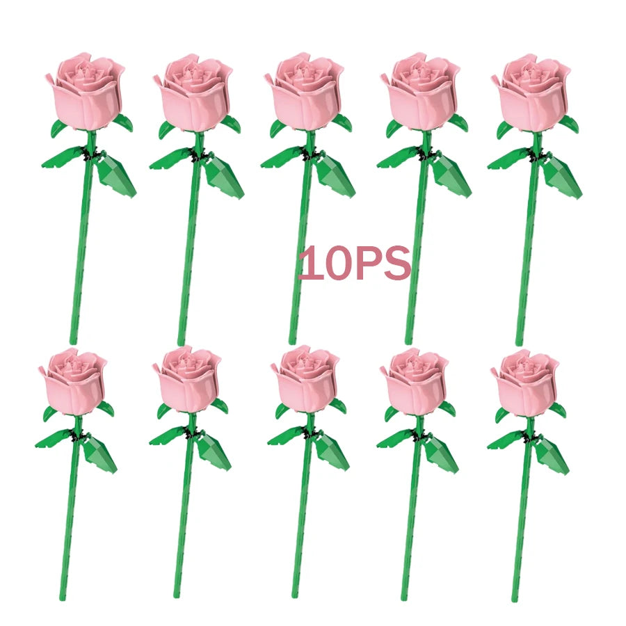 Ramo de Rosas en Bloques de Construcción — Set DIY Día de Madres y Cumpleaños