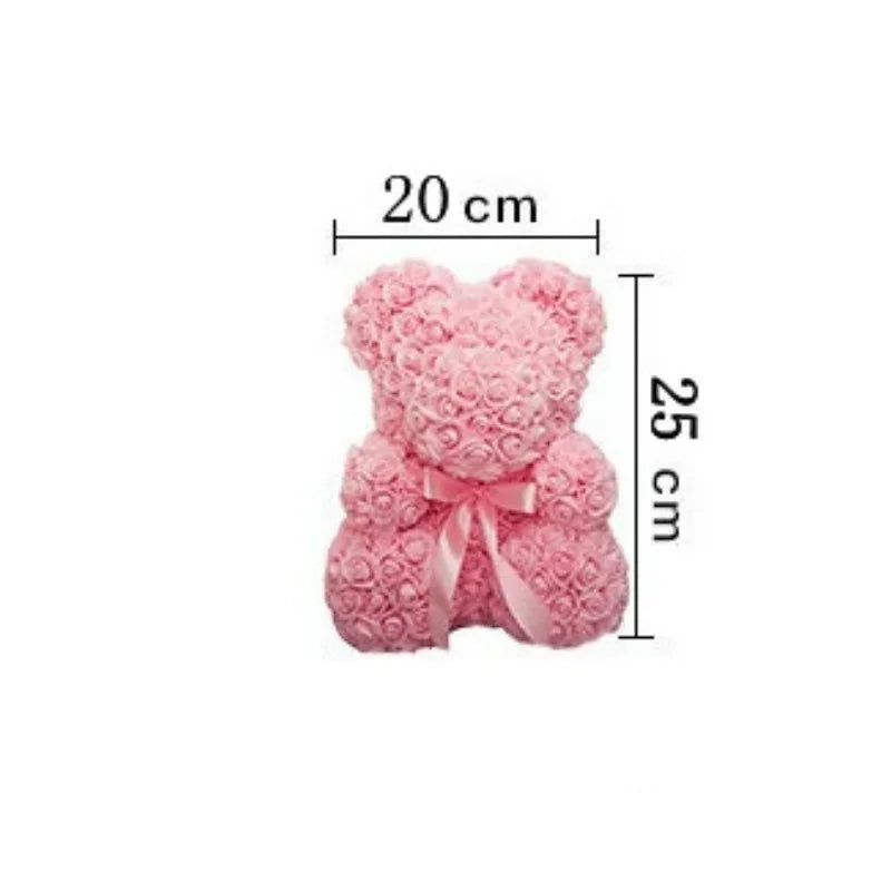 Romantic Valentine's Day Creative Eternal Flower Rose Bear Christmas Gift Rose Bear Hug Bear Wedding Flower Decoration Gift