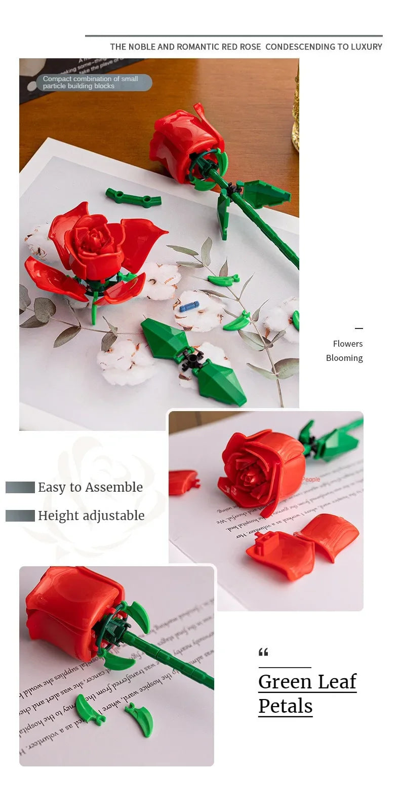 Eternal Flower Rose Building Block Toy Compatible with  Assembly Decoration Girl Valentine's Day Teacher's Day Gift