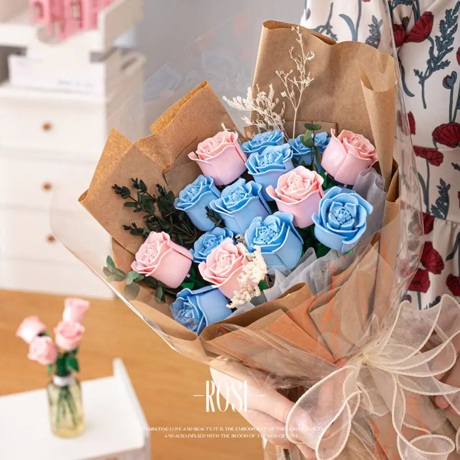 Ramo de Rosas en Bloques de Construcción — Set DIY Día de Madres y Cumpleaños