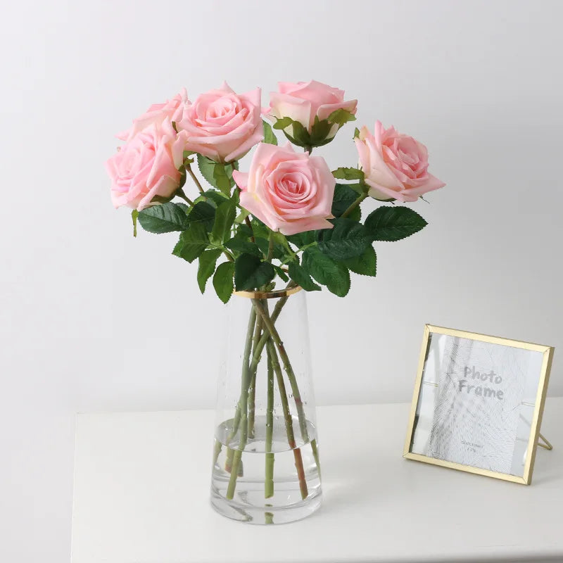 Real Touch Artificial Rose Flowers Home Decor White Pink Fake Latex Roses Flower Wedding Party Decoration Valentine's Gift