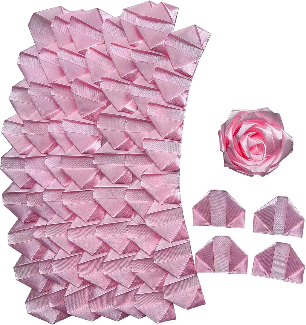 Yannew 300pcs Premade Handcrafted Silk Rose Petals for DIY Eternal Rose Flowers Bouquets with Stem Leaf Birthday Gifts for Women