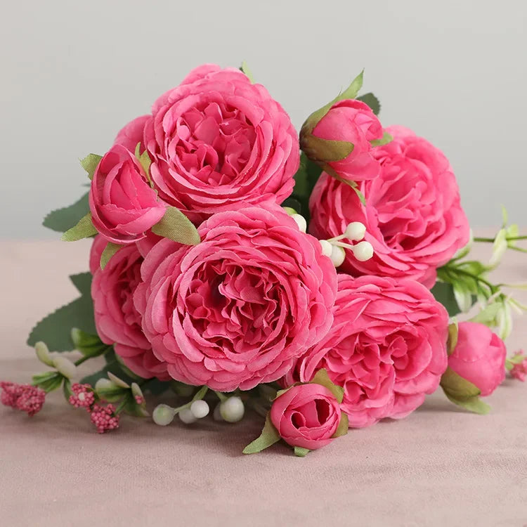 Rosas de Seda Flor Grande — Ramo Lujoso, 34 Colores, Disponible al Mayor
